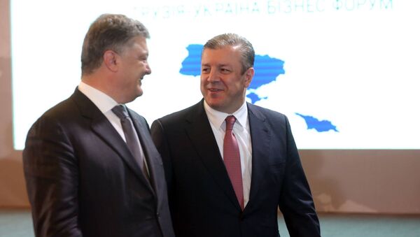 Президент Украины Петр Порошенко и премьер Грузии Георгий Квирикашвили - Sputnik Грузия