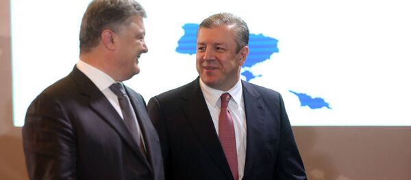 Президент Украины Петр Порошенко и премьер Грузии Георгий Квирикашвили - Sputnik Грузия