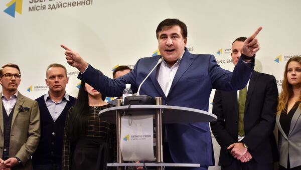 Бывший президент Грузии Михаил Саакашвили на пресс-конференции в Киеве - Sputnik Грузия