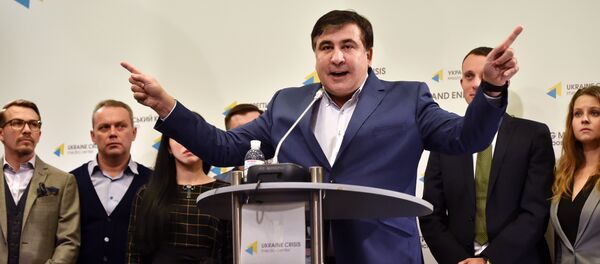 Бывший президент Грузии Михаил Саакашвили на пресс-конференции в Киеве - Sputnik Грузия