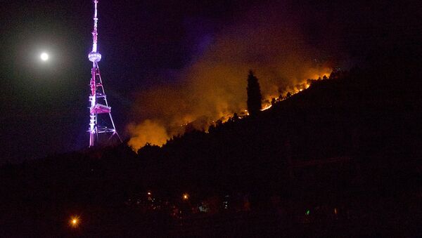 Пожар на горе Мтацминда был хорошо виден из любой точки грузинской столицы - Sputnik Грузия