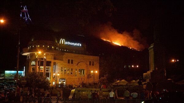 Пожар на горе Мтацминда был хорошо виден из любой точки грузинской столицы - Sputnik Грузия