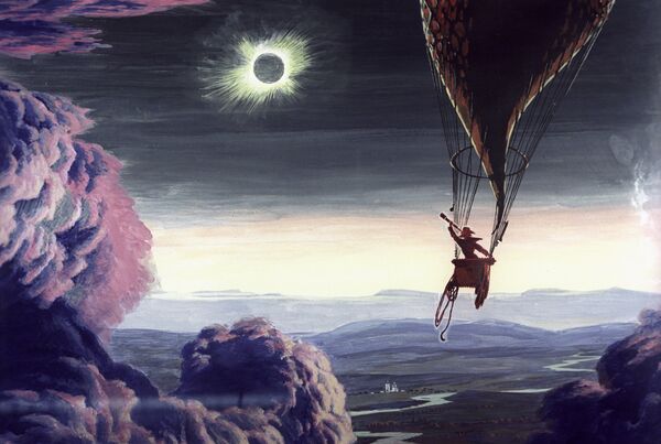 Картина Менделеев на воздушном шаре во время солнечного затмения Картина Менделеев на воздушном шаре во время солнечного затмения - Sputnik Грузия