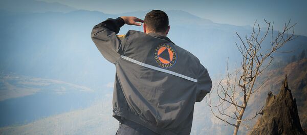 მაშველი მეხანძრე ბორჯომის ტყეში ხანძრის დროს მაშველი მეხანძრე ბორჯომის ტყეში ხანძრის დროს - Sputnik საქართველო