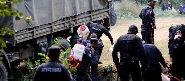 Сотрудники МВД борются с пожаром в Абастумани - Sputnik Грузия