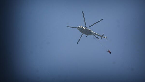 Вертолет тушит пожар в лесу близ курорта Абастумани  - Sputnik Грузия