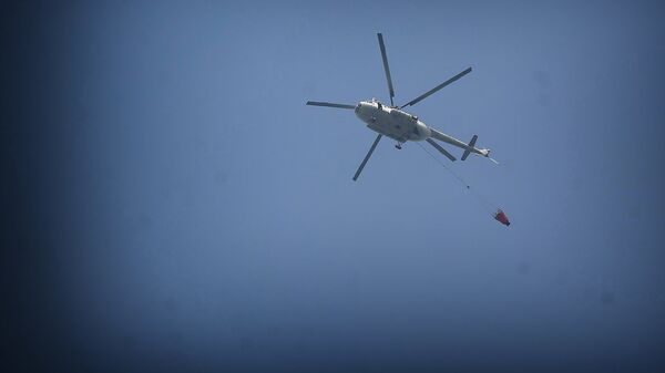 Вертолет тушит пожар в лесу близ курорта Абастумани  - Sputnik Грузия