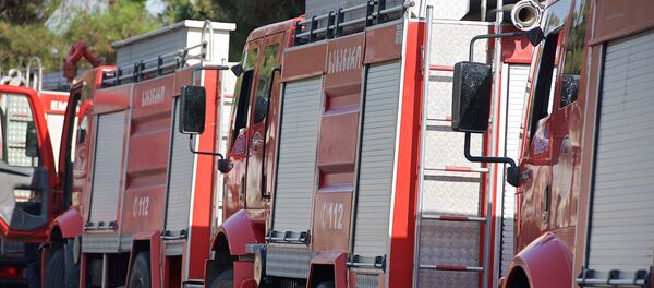 Пожарные машины во время ликвидации пожара в лесу - Sputnik Грузия