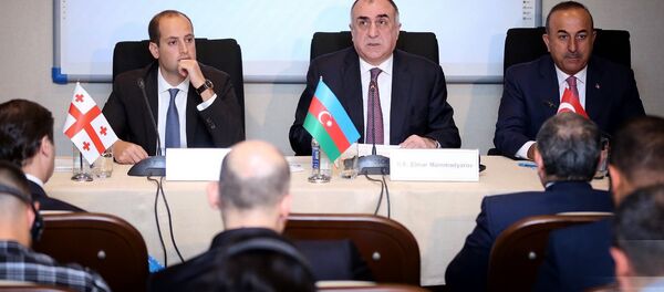 Михаил Джанелидзе, Эльмар Мамедъяров и Мевлют Чавушоглу - Sputnik Грузия