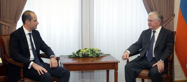 Главы МИД Грузии и Армении Михаил Джанелидзе и Эдвард Налбандян Главы МИД Грузии и Армении Михаил Джанелидзе и Эдвард Налбандян - Sputnik Грузия