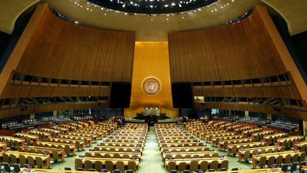 Зал Генеральной Ассамблеи в штаб-квартире ООН в Нью-Йорке - Sputnik Грузия