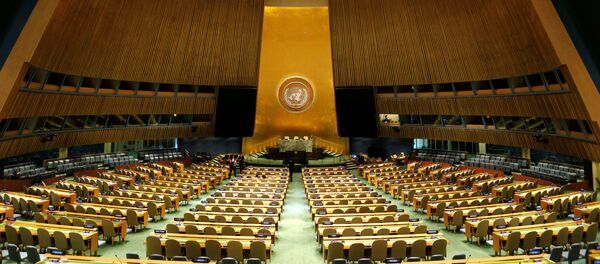 Зал Генеральной Ассамблеи в штаб-квартире ООН в Нью-Йорке - Sputnik Грузия