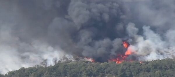 Съемка с воздуха природного пожара в Калифорнии Съемка с воздуха природного пожара в Калифорнии - Sputnik Грузия