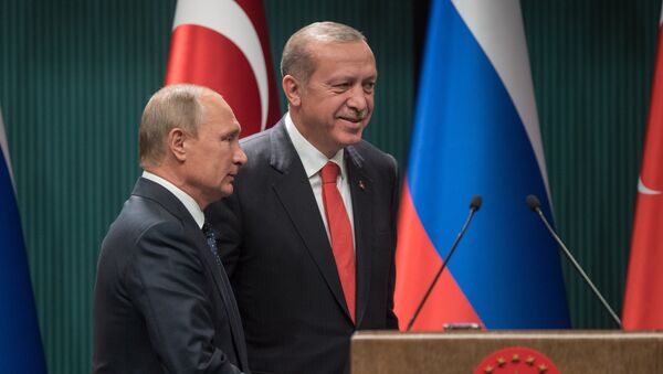 Президент РФ Владимир Путин и президент Турции Реджеп Тайип Эрдоган - Sputnik Грузия