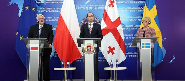 Главы МИД Польши, Грузии и Швеции Витольд Ващиковский, Михаил Джанелидзе и Маргот Вальстрем - Sputnik Грузия