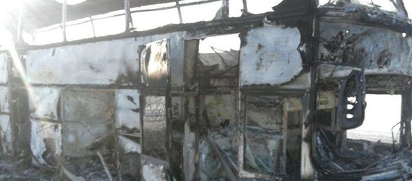 Автобус, сгоревший в Актюбинской области в Казахстане Автобус, сгоревший в Актюбинской области в Казахстане - Sputnik Грузия