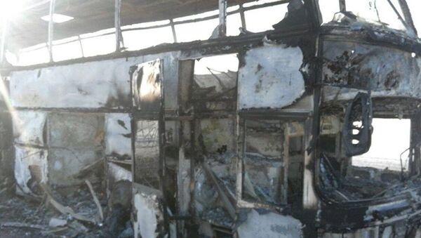 Автобус, сгоревший в Актюбинской области в Казахстане - Sputnik Грузия