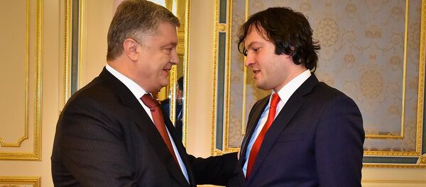 უკრაინის პრეზიდენტი პეტრო პოროშენკო და საქართველოს პარლამენტის თავმჯდომარე ირაკლი კობახიძე - Sputnik საქართველო