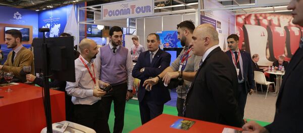 Министр экономики и устойчивого развития Грузии Дмитрий Кумсишвили на выставке FITUR 2018 в Мадриде - Sputnik Грузия