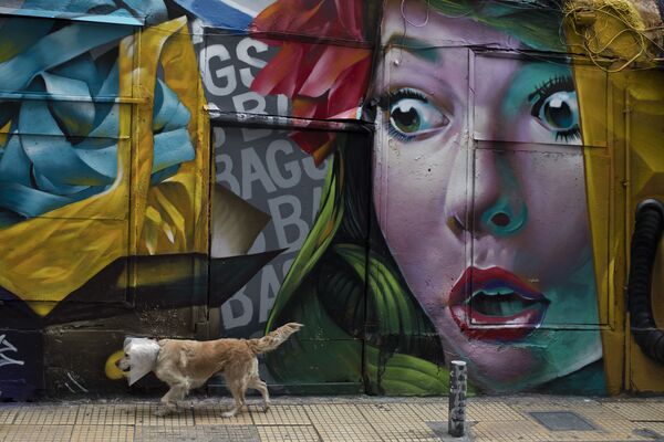 Уличный художник Алекс Мартинес создает настоящие произведения искусства. Его работы можно встретить на улицах Афин, на фото - одна из них - Sputnik Грузия