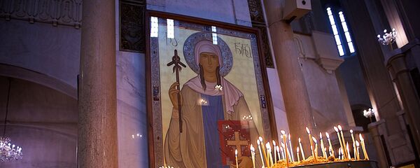 Икона Святой Нино в храме Святой Троицы Самеба - Sputnik Грузия