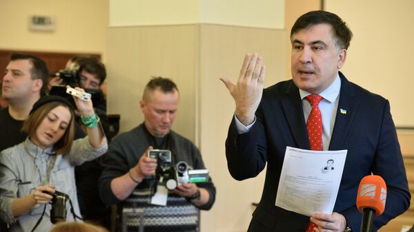 Экс-президент Грузии, бывший губернатор Одесской области Михаила Саакашвили на заседании Верховного суда Украины - Sputnik Грузия