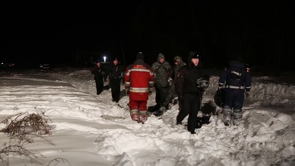 Как рассказали спасатели журналистам, они шли к месту крушения во время снегопада около 700 метров по заснеженному полю, где в некоторых местах высота снега была по пояс - Sputnik Грузия