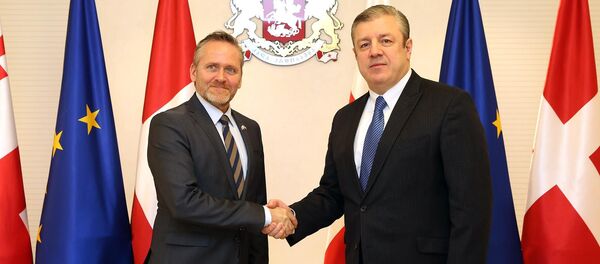 Министр иностранных дел Датского королевства Андерс Самуэльсенс и премьер-министр Грузии Георгий Квирикашвили - Sputnik Грузия