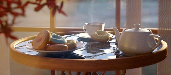 Утренний кофе с пончиками на столе - Sputnik Грузия