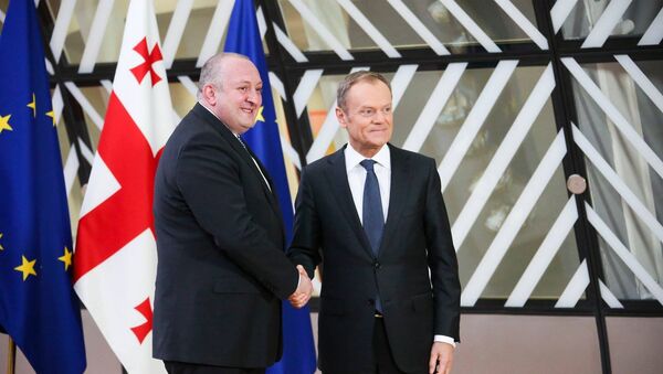 Президент Грузии Георгий Маргвелашвили и президент Европейского Совета Дональд Туск - Sputnik Грузия