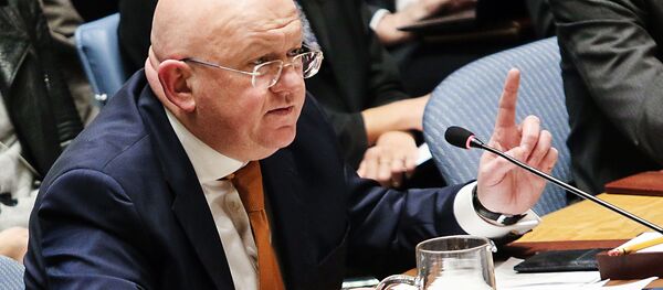 Постоянный представитель России при Организации Объединенных Наций Василий Небензя на открытом заседании совета безопасности ООН в Нью-Йорке - Sputnik Грузия