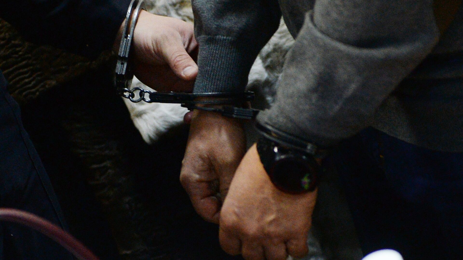 Приставы одевают наручники заключенному - Sputnik Грузия, 1920, 23.12.2021