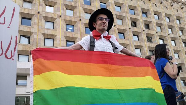Акция защитников ЛГБТ-сообщества у здания правительства Грузии  - Sputnik Грузия