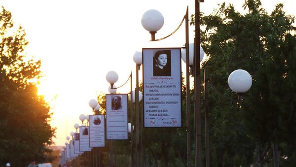 Баннеры с цитатами грузинских писателей в Рустави - Sputnik Грузия