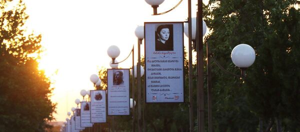 Баннеры с цитатами грузинских писателей в Рустави - Sputnik Грузия