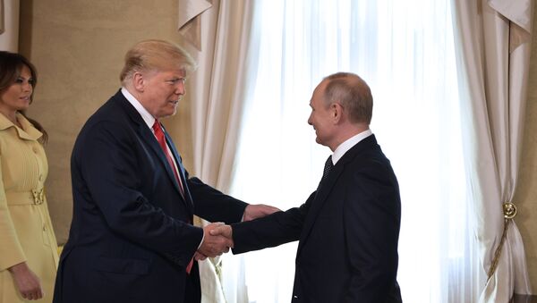 რუსეთის პრეზიდენტ ვლადიმირ პუტინის და აშშ-ის პრეზიდენტ ტრამპის შეხვედრა ჰელსინკიში - Sputnik საქართველო