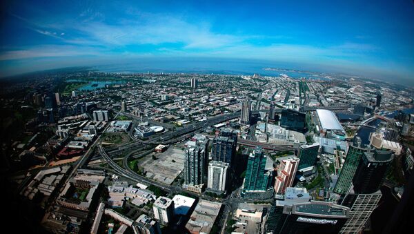 Вид на город Мельбурн с небоскреба Eureka Tower - самого высокого здания города и одного из высочайших в Австралии (91 этаж, 297 метров). - Sputnik Грузия