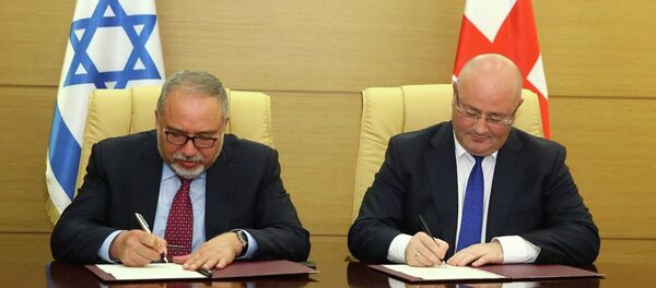 Министры обороны Грузии и Израиля Леван Изория и Авигдор Либерман - Sputnik Грузия