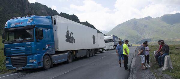 Армяская фура в многокилометровой очереди на грузино-российской границе - Sputnik Грузия