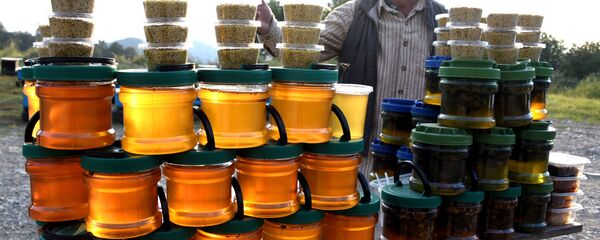 Торговля медом в Кахети в Гурджаанском районе на перевале Гомбори - Sputnik Грузия