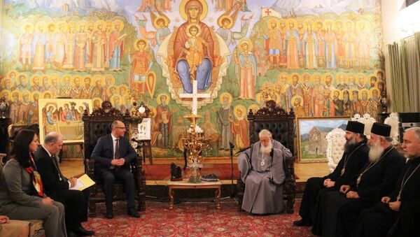 Глава Верховной рады Украины Андрей Парубий и Католикос-Патриарх всея Грузии Илия II - Sputnik Грузия