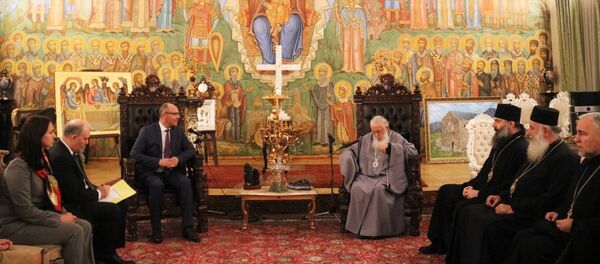 Глава Верховной рады Украины Андрей Парубий и Католикос-Патриарх всея Грузии Илия II - Sputnik საქართველო