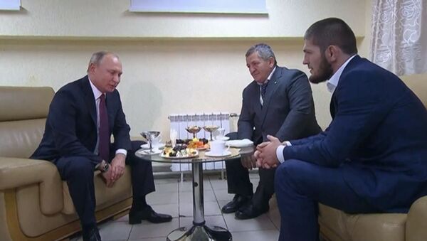 Путин и Хабиб Нурмагомедов: встреча после боя с Макгрегором - Sputnik Грузия