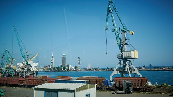 Портовый кран на причале грузового терминала в Батумском порту - Sputnik Грузия