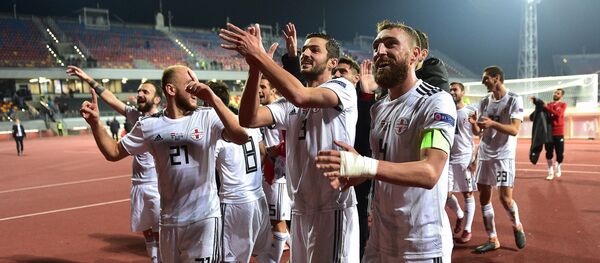 Матч сборных Грузии и Латвии в рамках Лиги наций УЕФА - грузинские футболисты радуются победе Матч сборных Грузии и Латвии в рамках Лиги наций УЕФА - грузинские футболисты радуются победе - Sputnik Грузия