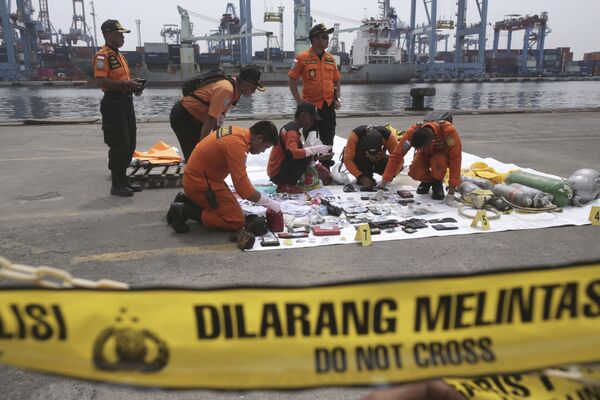 Водолазы доставили на берег порта в Джакарте 14 мешков с фрагментами тел. Они уже отправлены на ДНК-экспертизу - Sputnik Грузия