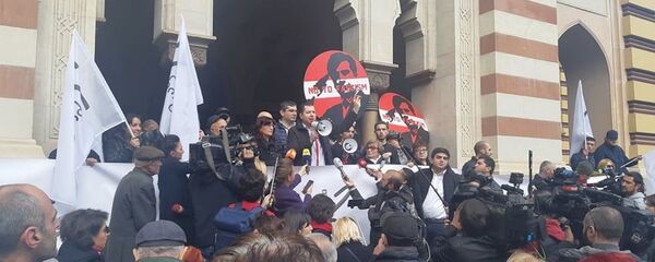 საპროტესტო აქცია რუსთაველზე საპროტესტო აქცია რუსთაველზე - Sputnik საქართველო