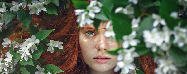 გოგონა აყვავებული ხის ტოტებში გოგონა აყვავებული ხის ტოტებში - Sputnik საქართველო