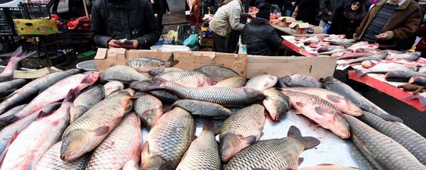 Торговля рыбой на Навтлугском базаре. Новогодний рынок - Sputnik Грузия