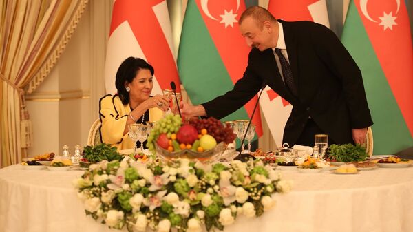 Официальный ужин, президенты Грузии и Азербайджана Саломе Зурабишвили и Ильхам Алиев - Sputnik Грузия